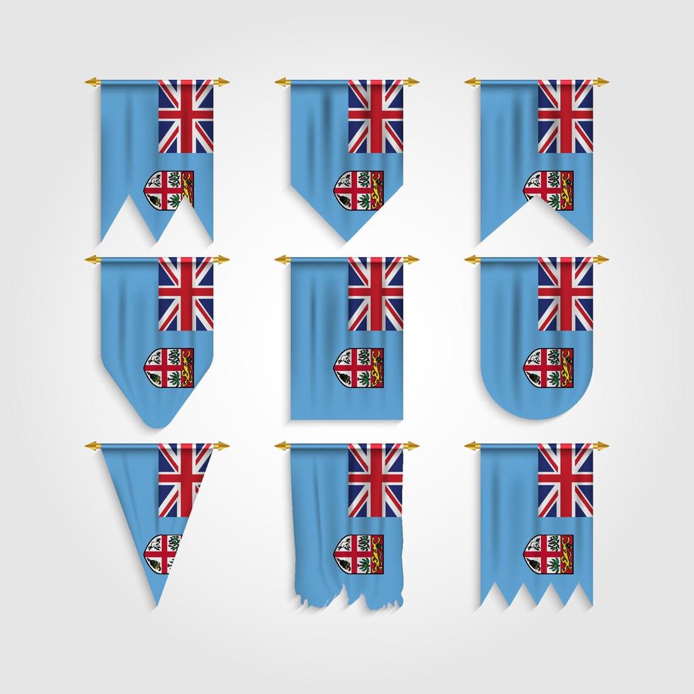 Fiji flag in different shapes, Flag of Fiji in various shapes vector