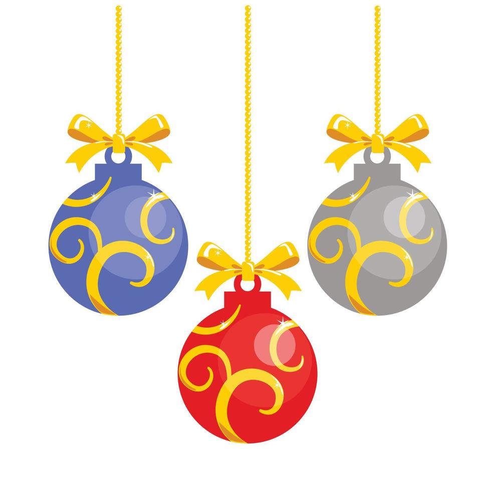 Bola de Navidad de tres colores para decoración de celebración. vector