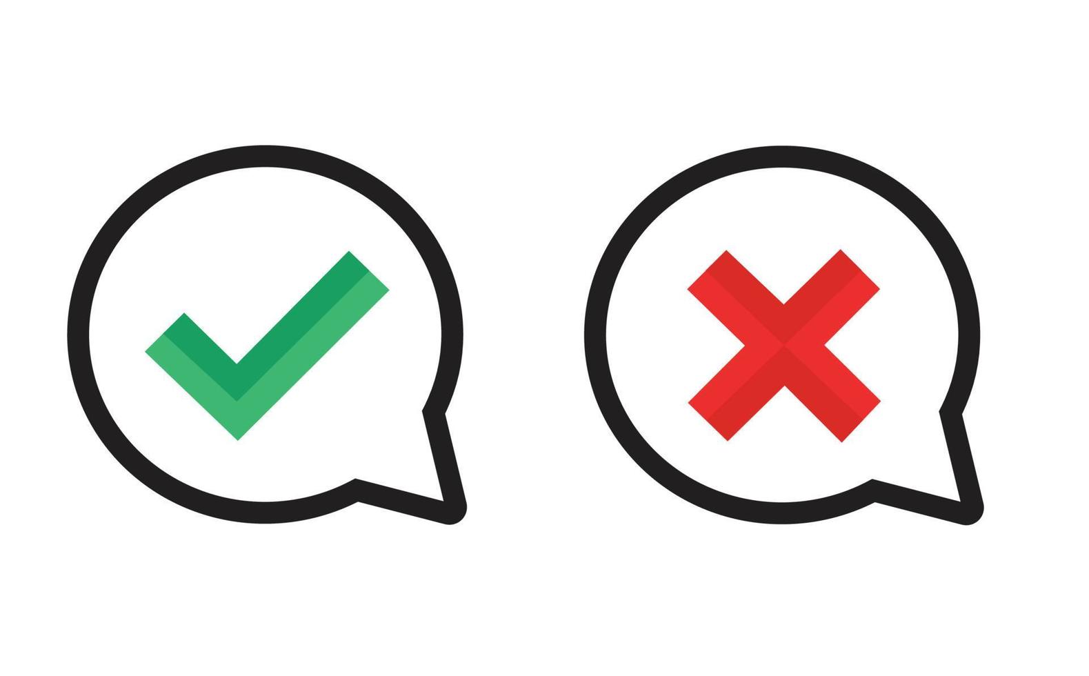 Check mark. green check mark and red cross icon vector