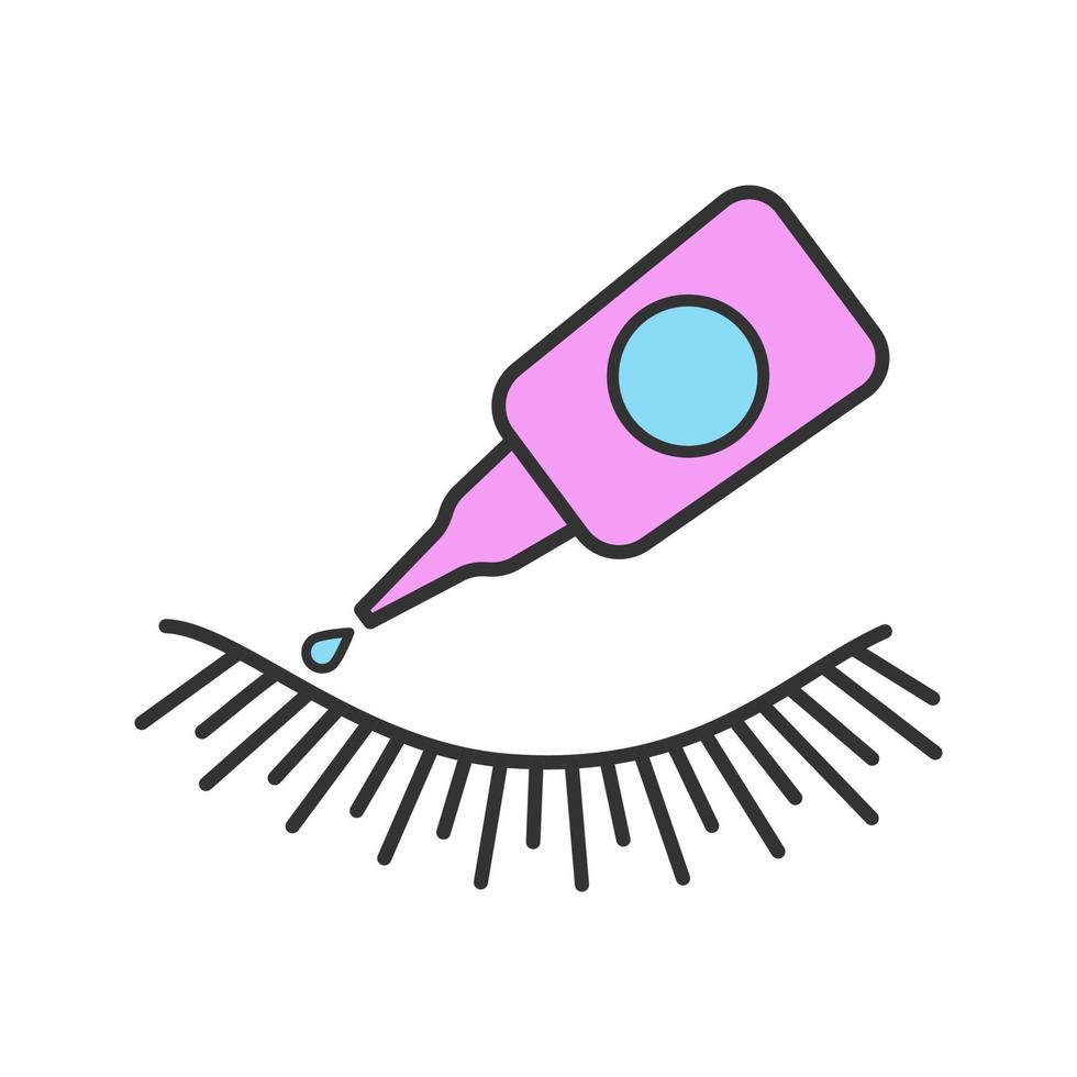 False eyelash glue color icon. Lash adhesive. Temporary and permanent eyelashes extension glue. Isolated vector illustration