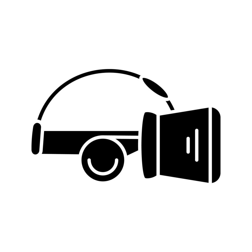 VR headset glyph icon. Silhouette symbol. Virtual reality mask set. VR glasses, goggles with built in headphones. Negative space. Vector isolated illustration