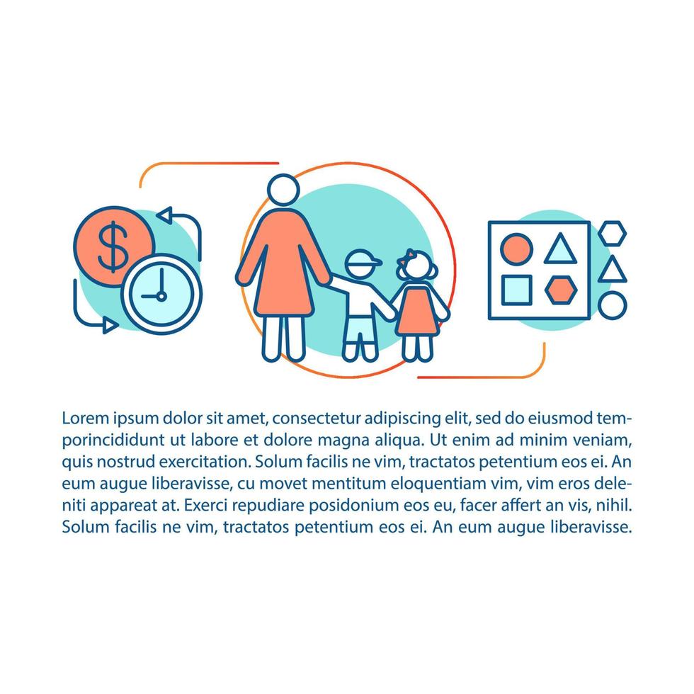 Babysitter concept linear illustration. Childcare service. Article, brochure, magazine page. Nanny. Kindergarten. In room babysitting. Print design with linear icons. Vector isolated outline drawing