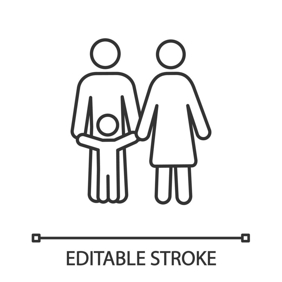 Child support linear icon. Thin line illustration. Family. Childcare. Happy parenthood. Contour symbol. Vector isolated outline drawing. Editable stroke