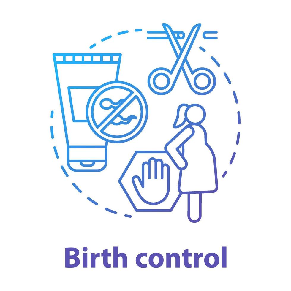 Birth control blue gradient concept icon. Contraception idea thin line illustration. Pregnancy prevention. Reproductive system, fertility. Female healthcare vector isolated outline drawing