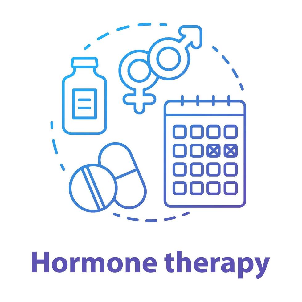 Hormone therapy blue gradient concept icon. Pills idea thin line illustration. Medicine, medical treatment, birth control. Menopause, cancer, transgender medication. Vector isolated outline drawing