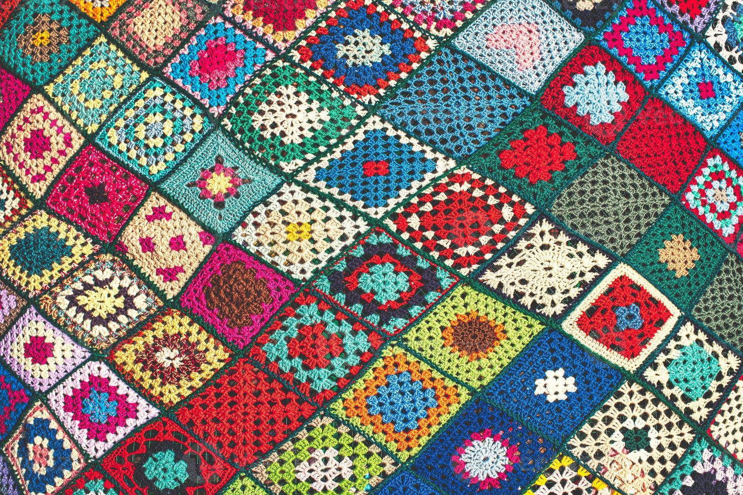 Texture of crochet checkered fabric photo