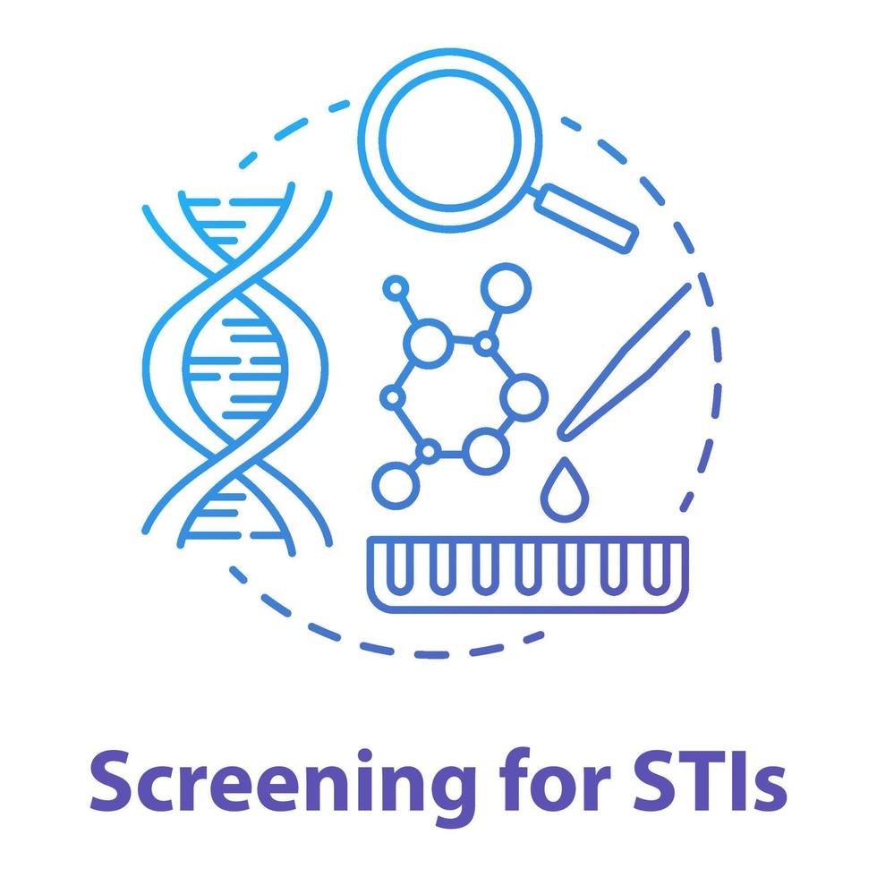 detección de stis concepto azul icono. Infecciones de transmisión sexual idea ilustración de línea fina. revisión médica. examen de enfermedades venéreas. sexo sin protección. dibujo de contorno aislado vectorial vector