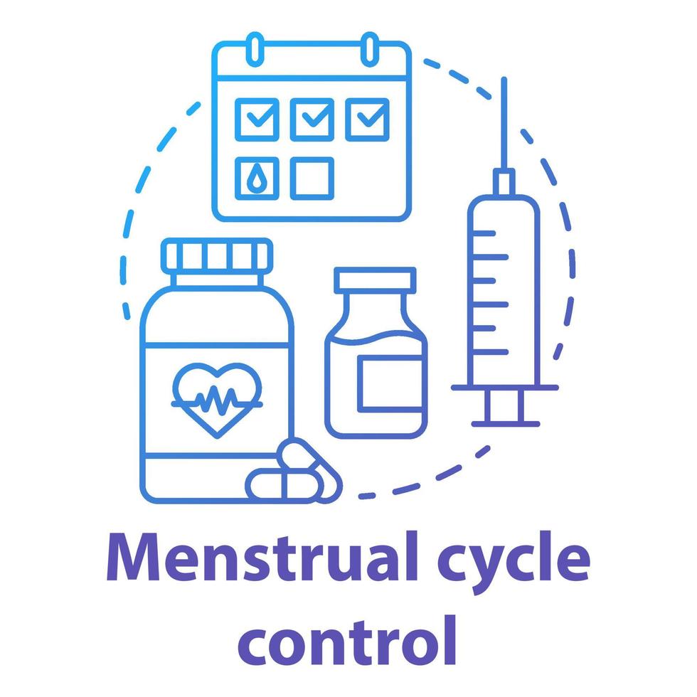 Menstrual cycle control blue gradient concept icon. Hormone therapy idea thin line illustration. Women healthcare. Female reproductive system, fertility. Vector isolated outline drawing