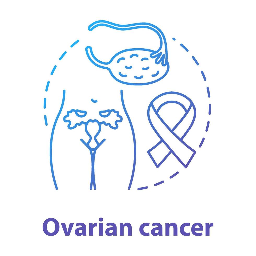 Icono de concepto degradado azul de cáncer de ovario. Ilustración de línea fina de idea de enfermedad oncológica. salud de la mujer, sistema reproductivo. oncología, ginecología. dibujo de contorno aislado vectorial vector