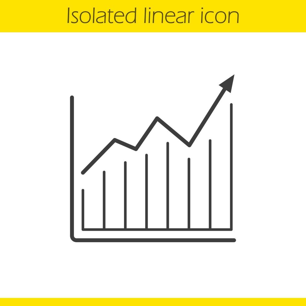 Growth chart linear icon. Diagram with curve thin line illustration. Income increase contour symbol. Vector isolated outline drawing