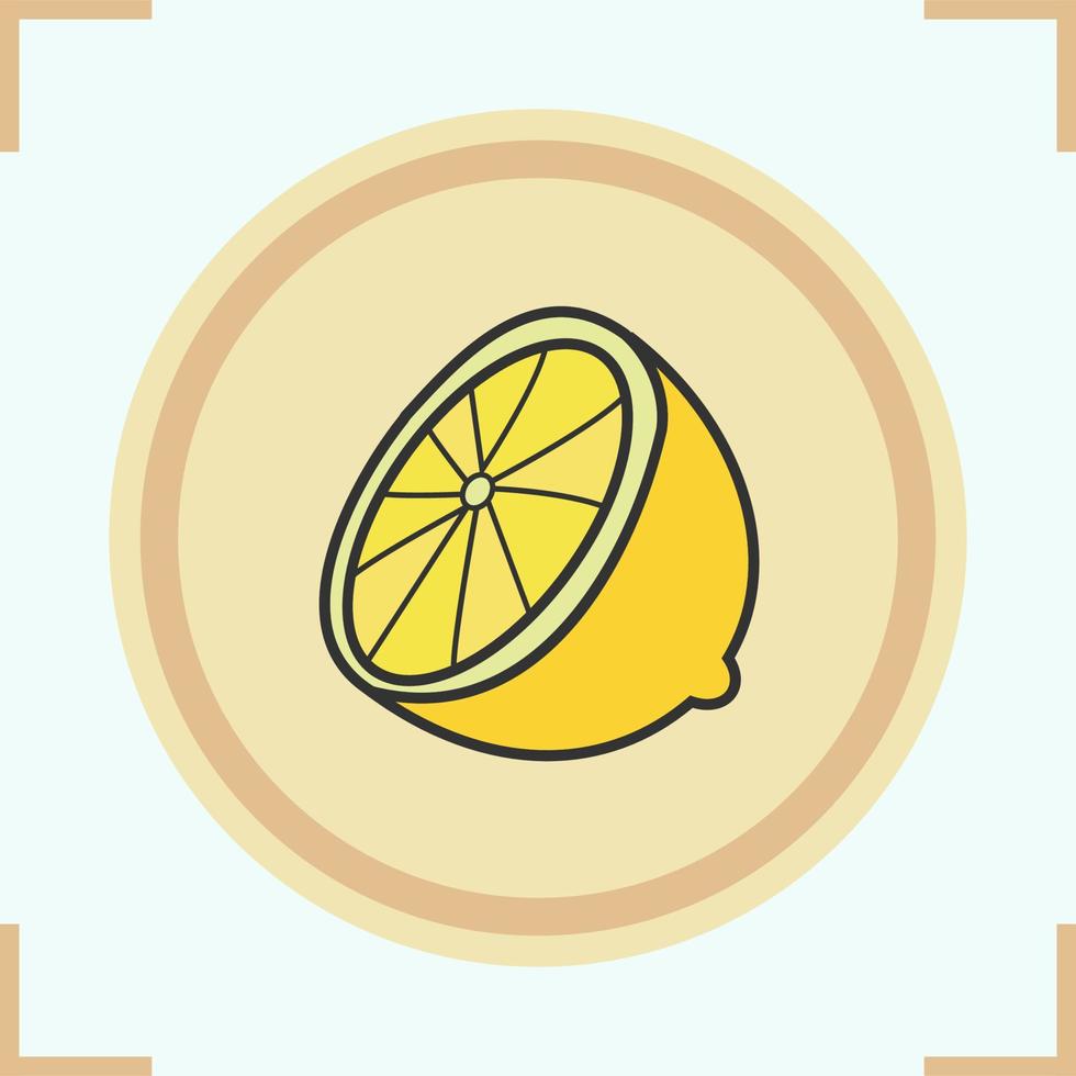 Lemon half color icon. Vector isolated illustration