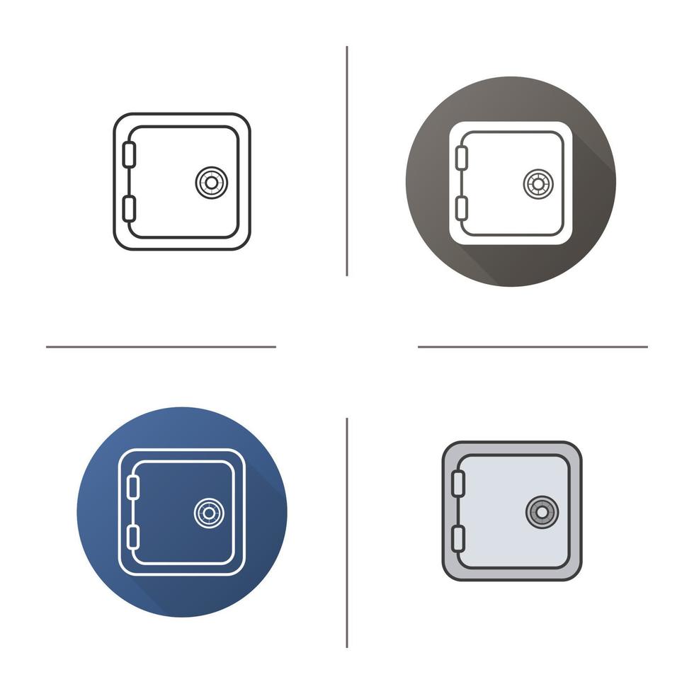Deposit box icon. Flat design, linear and color styles. Bank vault isolated vector illustrations