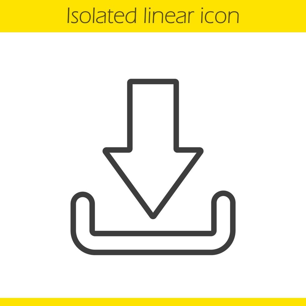 Download arrow linear icon. Thin line illustration. Files downloading contour symbol. Vector isolated outline drawing