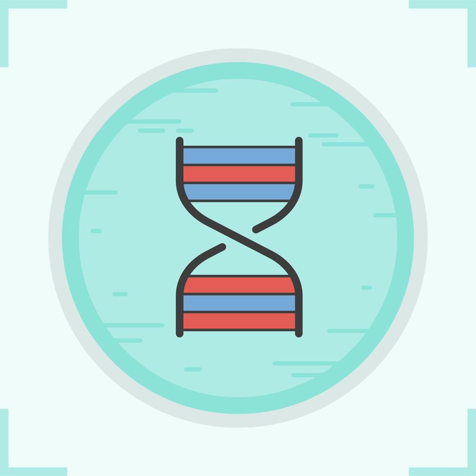 DNA strand color icon. DNA helix. Human genetics research. Vector isolated illustration