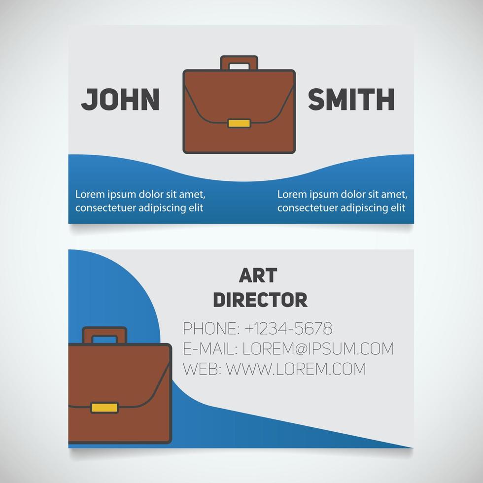 Business card print template. Art director. Briefcase logo. Stationery design concept. Vector illustration