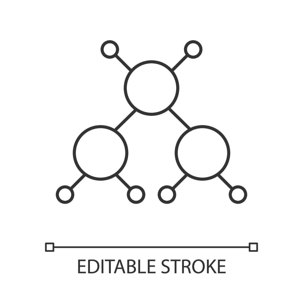 Molecule linear icon. Crystal structure. Molecular ball and stick model. Organic chemistry. Atom modeling. Thin line illustration. Contour symbol. Vector isolated outline drawing. Editable stroke