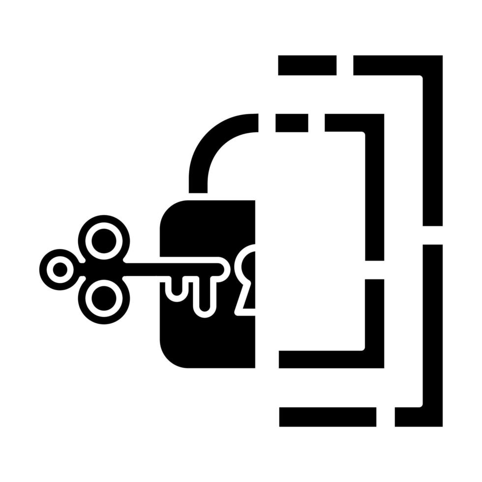 Riddle solution finding glyph icon. Maze, key-lock puzzle. Mental exercise. Logic game. Ingenuity, intelligence test. Brain teaser. Silhouette symbol. Negative space. Vector isolated illustration