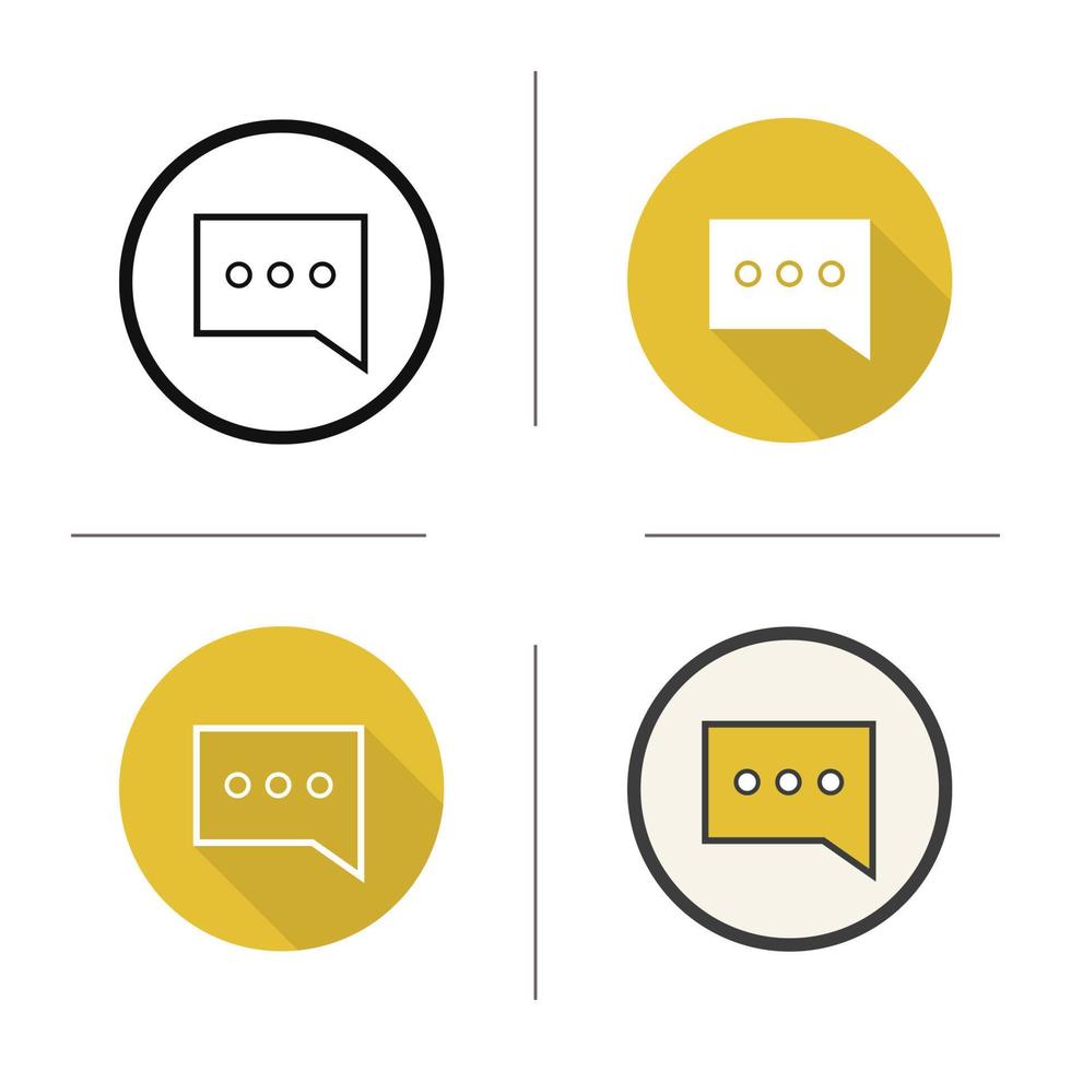 Sms symbol icon. Flat design, linear and color styles. Message bubble. Chat box isolated vector illustrations