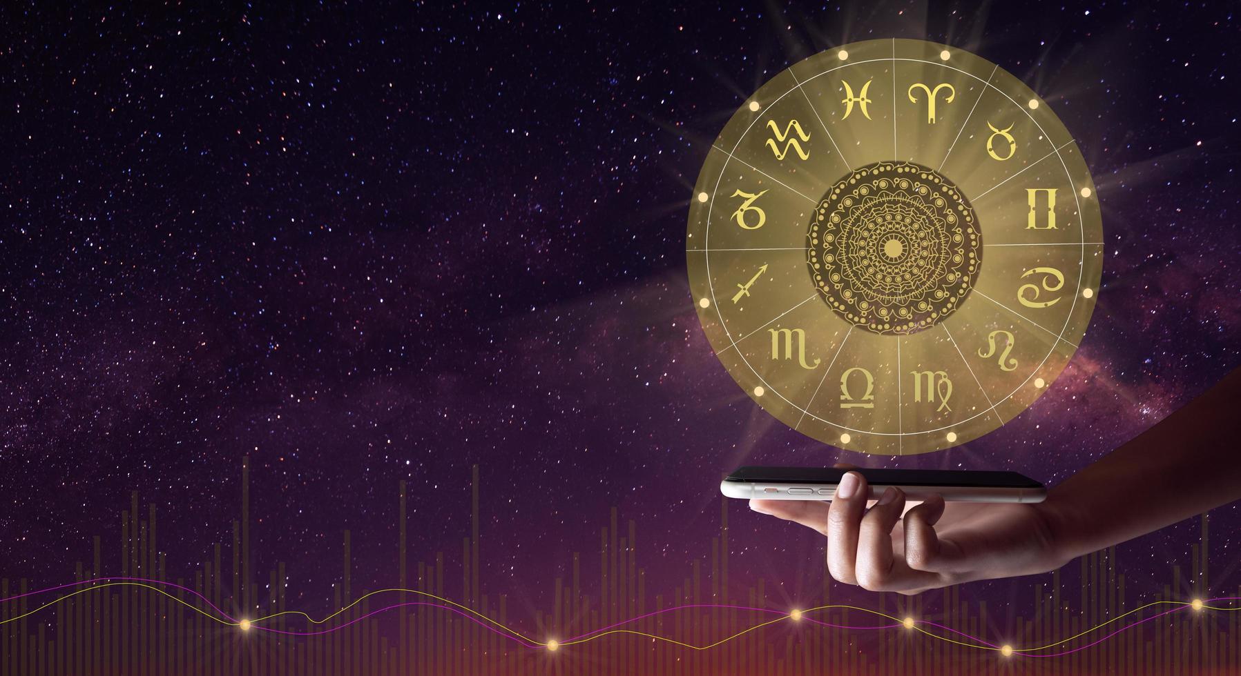 Zodiac sign wheel of fortune. Astrology concept. photo