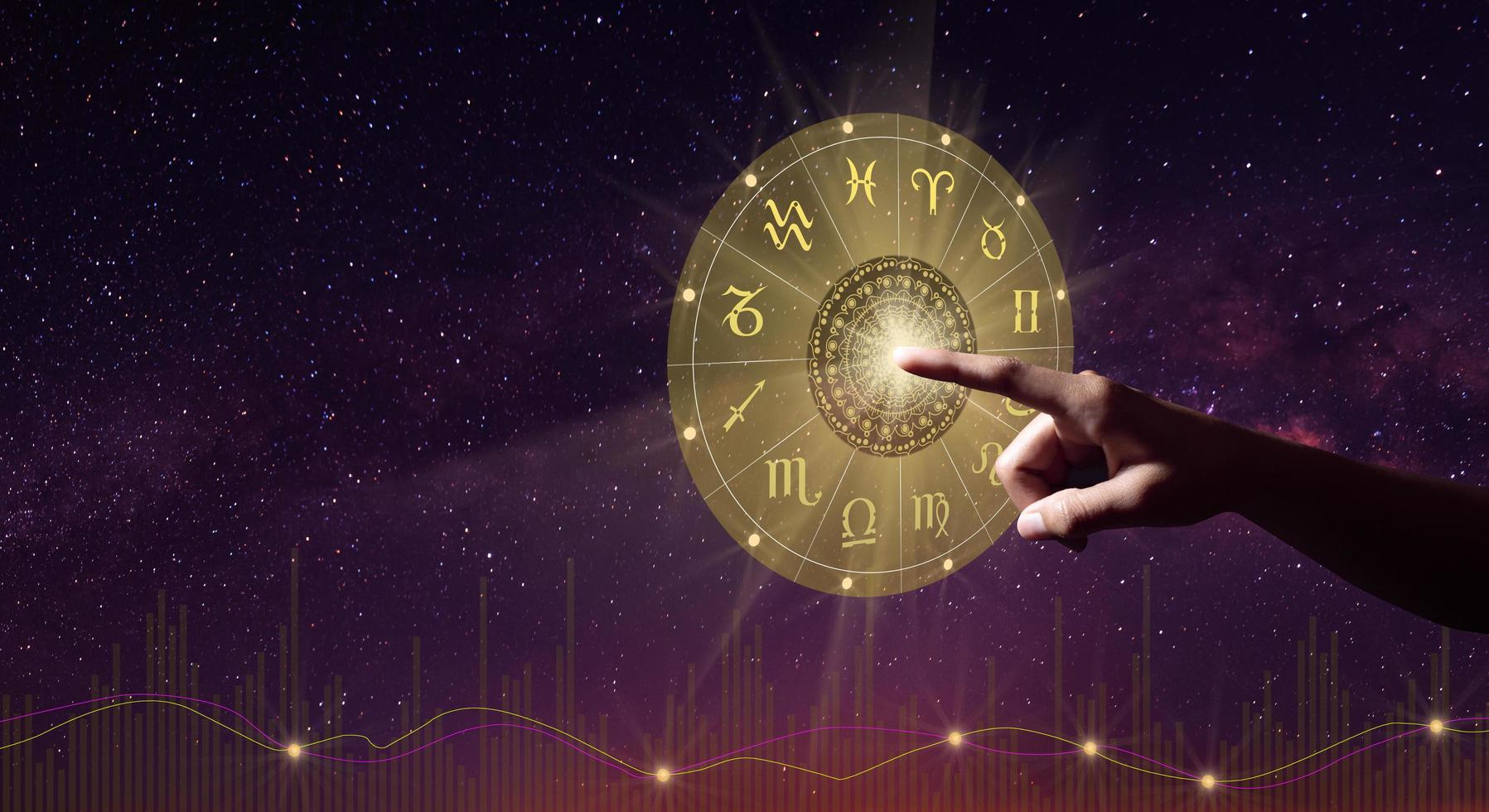 Zodiac sign wheel of fortune. Astrology concept. photo