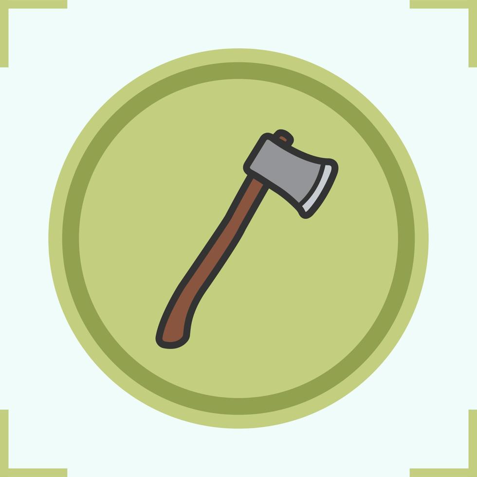 Axe color icon. Lumberjack ax. Hatchet vector isolated illustration