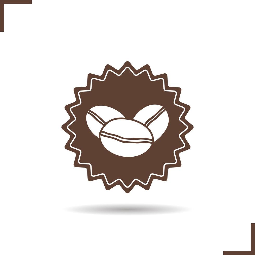 Coffee beans color icons set. Coffee house emblem. Vector isolated illustration