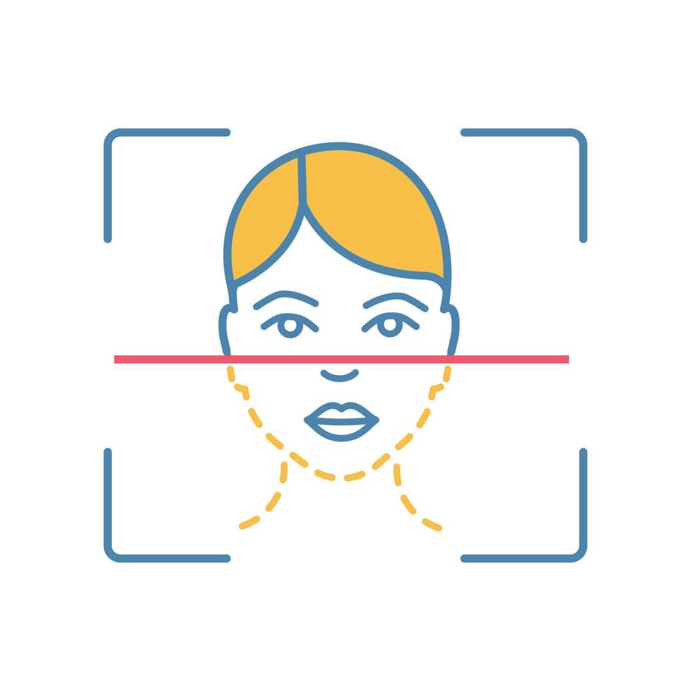 Face scanning process color icon. Facial recognition. Biometric identification procedure. Face ID. Isolated vector illustration