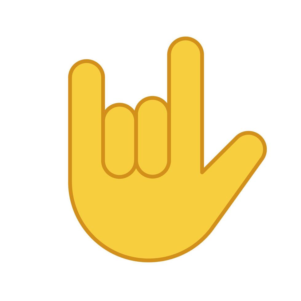 Love you hand gesture color icon. Rock on. Horns emoji. Devil fingers. Heavy metal. Roll sign. Isolated vector illustration