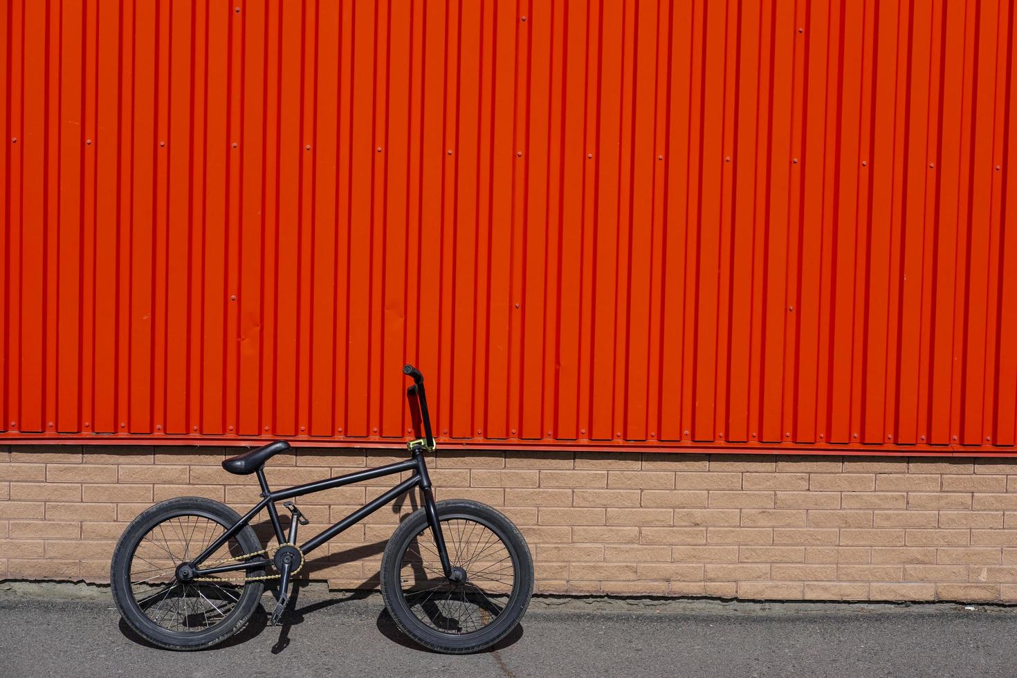 Black BMX bicycle outdoors photo