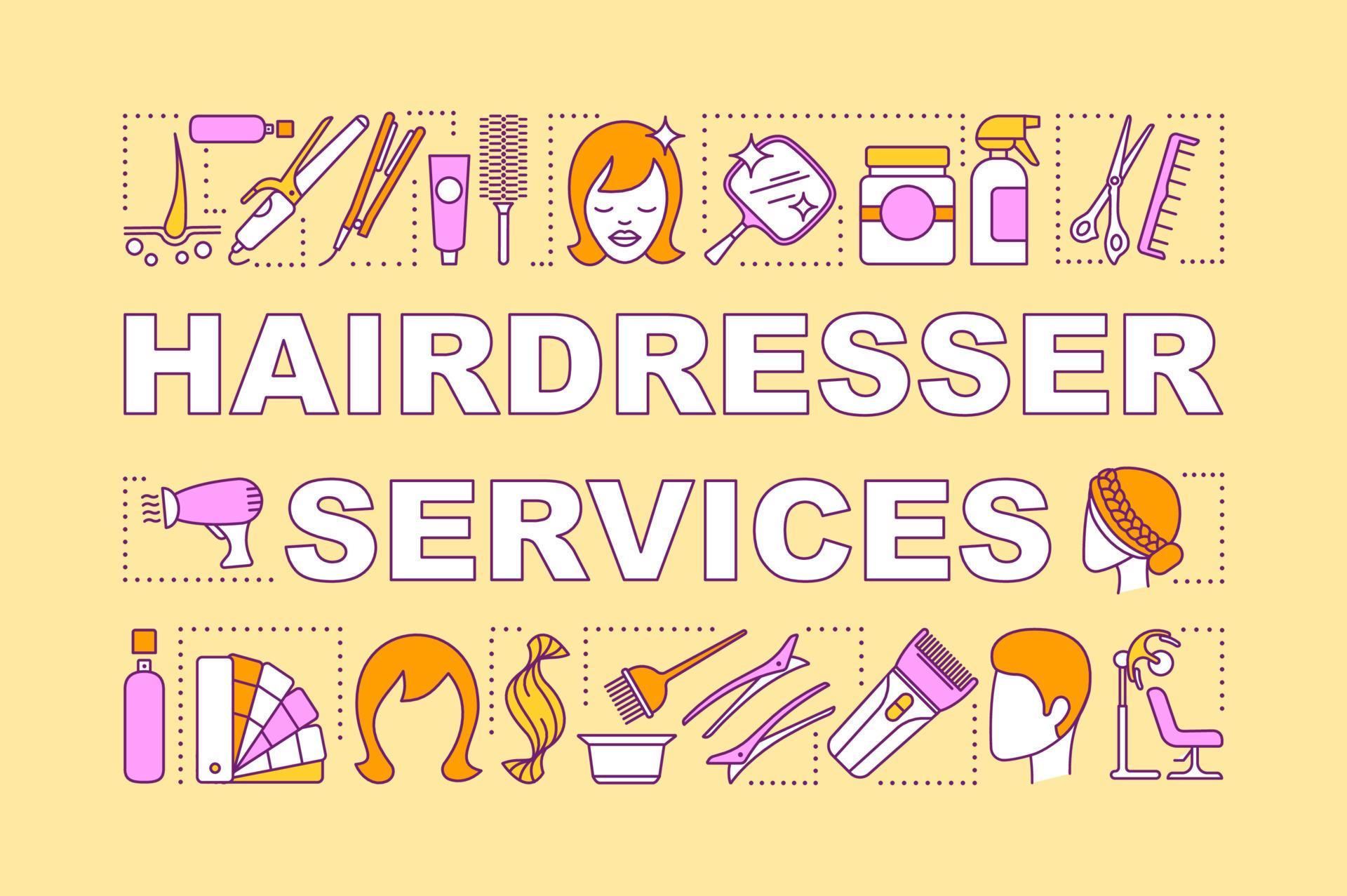 Hairdresser services word concepts banner. Beauty service. Hair salon