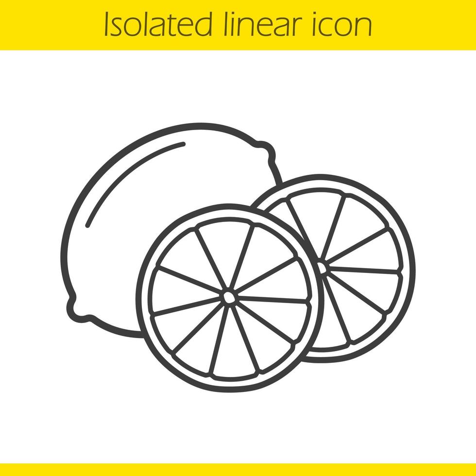 Lemon linear icon. Halved tropical fruit. Citrus thin line illustration. Lime contour symbol. Vector isolated outline drawing