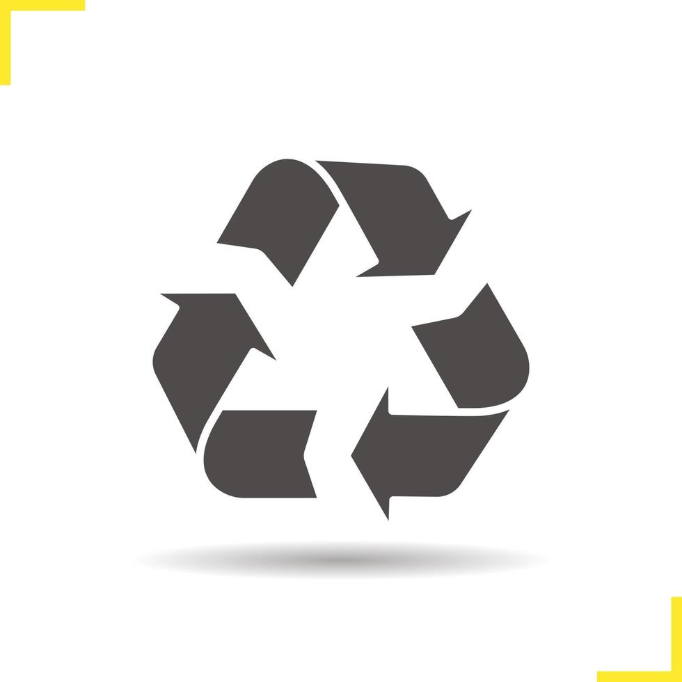 Recycle symbol icon. Negative space. Drop shadow environment protection silhouette symbol. Vector isolated illustration