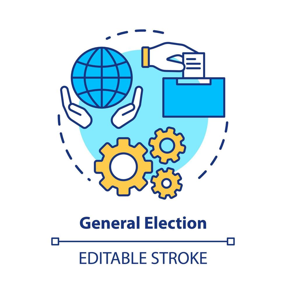 icono del concepto de elección general. elecciones idea ilustración de línea fina. votando por candidatos políticos, partidos. referéndum, elección pública, decisión. dibujo de contorno aislado vectorial. trazo editable vector