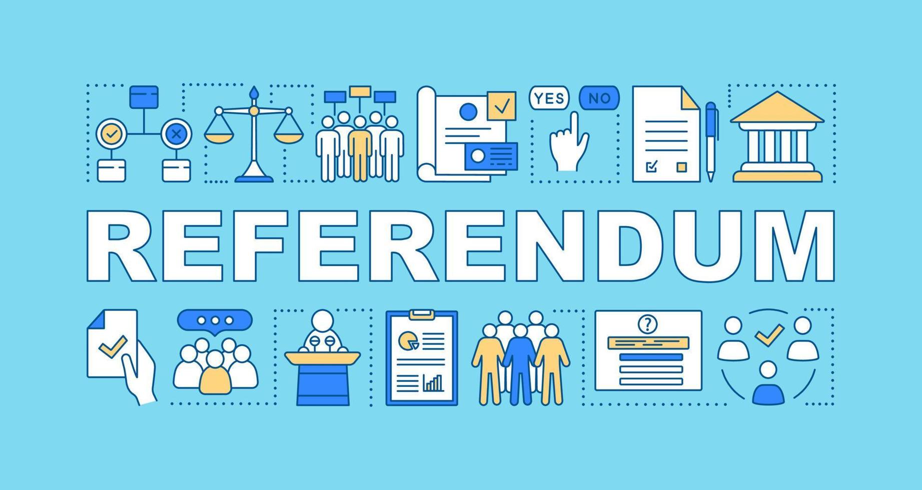 Referendum word concepts banner. Popular vote. Holding presidential elections. Citizens ballot. Presentation, website. Isolated lettering typography idea with linear icons. Vector outline illustration