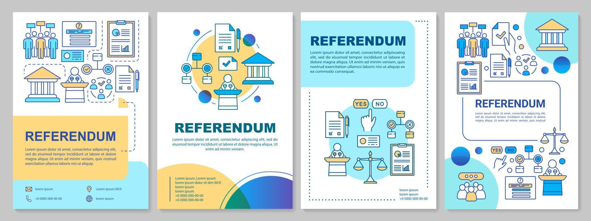 diseño de plantilla de folleto de referéndum. voto popular. papeleta ciudadana. folleto, folleto, diseño de impresión de folletos, ilustraciones lineales. diseños de páginas vectoriales para revistas, informes anuales, carteles publicitarios vector