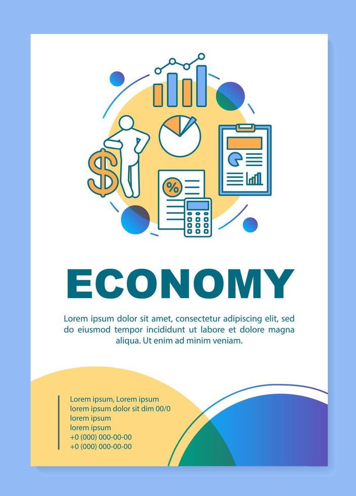 Economy brochure template layout. Economic system. Flyer, booklet, leaflet print design with linear illustrations. Vector page layouts for magazines, annual reports, advertising posters