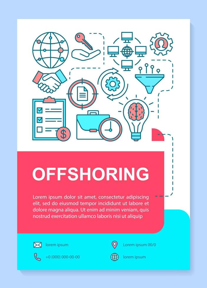 Offshoring brochure template layout. Offshore banking. Flyer, booklet, leaflet print design with linear illustrations. Vector page layouts for magazines, annual reports, advertising posters