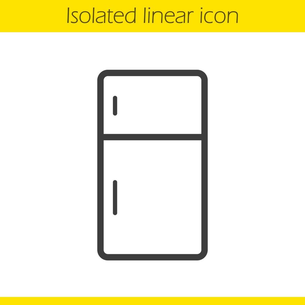 Fridge linear icon. Thin line illustration. Refrigerator contour symbol. Vector isolated outline drawing