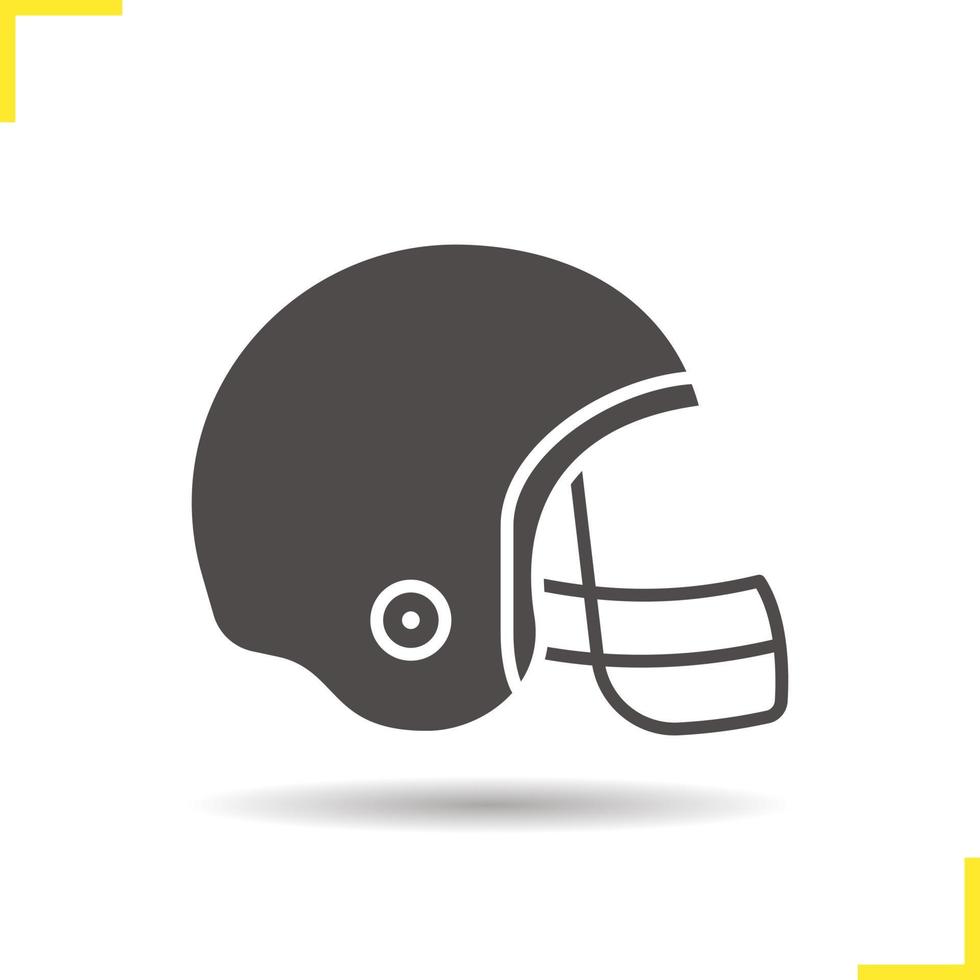 American football helmet icon. Drop shadow silhouette symbol. Negative space. Vector isolated illustration