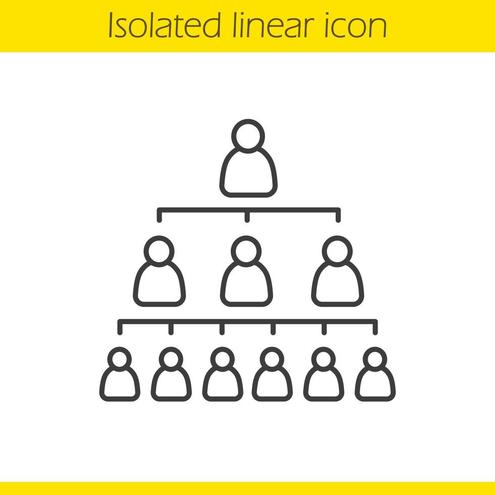 Company hierarchy concept linear icon. Leadership thin line illustration. Organization structure contour symbol. Vector isolated outline drawing