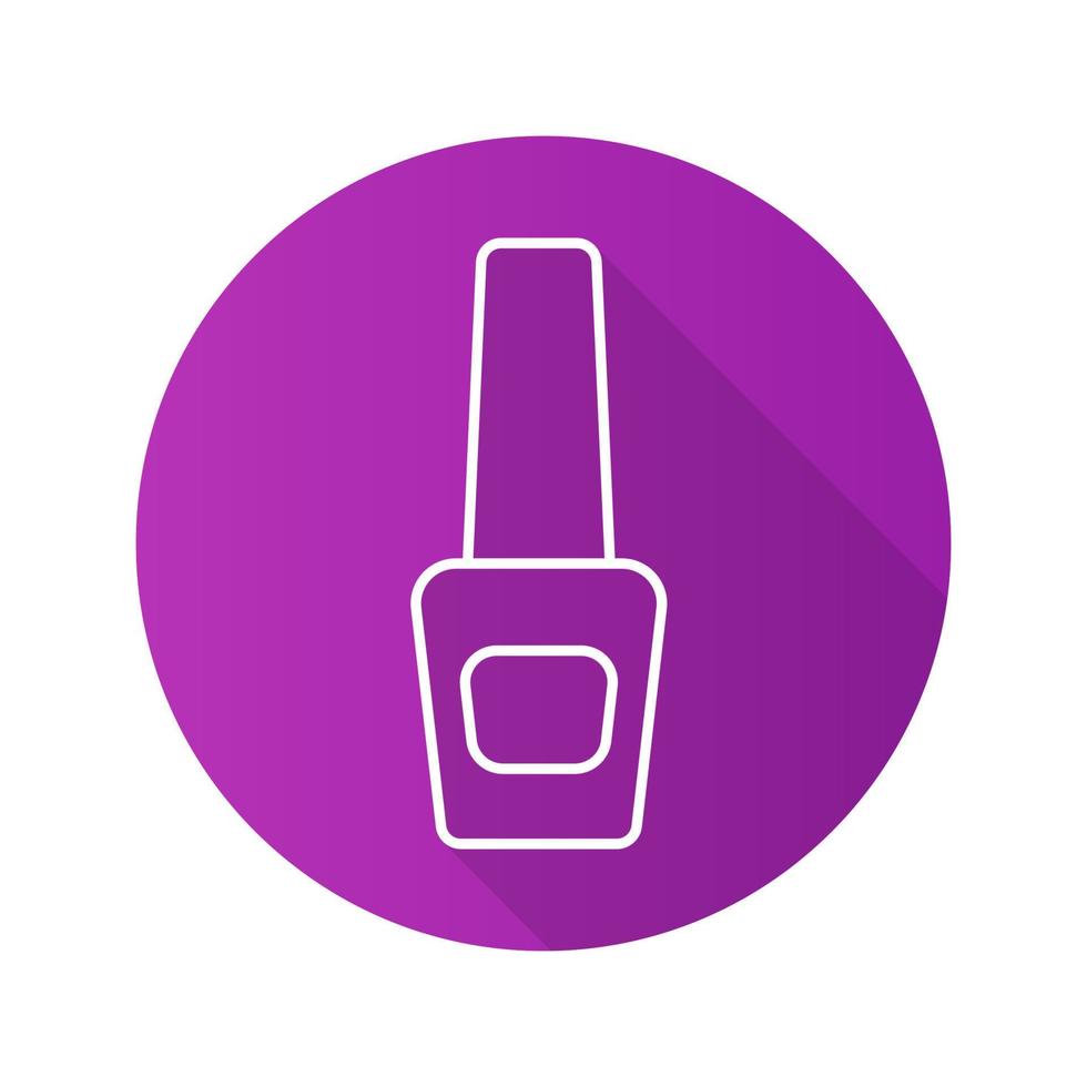Nail polish bottle. Flat linear long shadow icon. Purple nailpolish. Vector line symbol