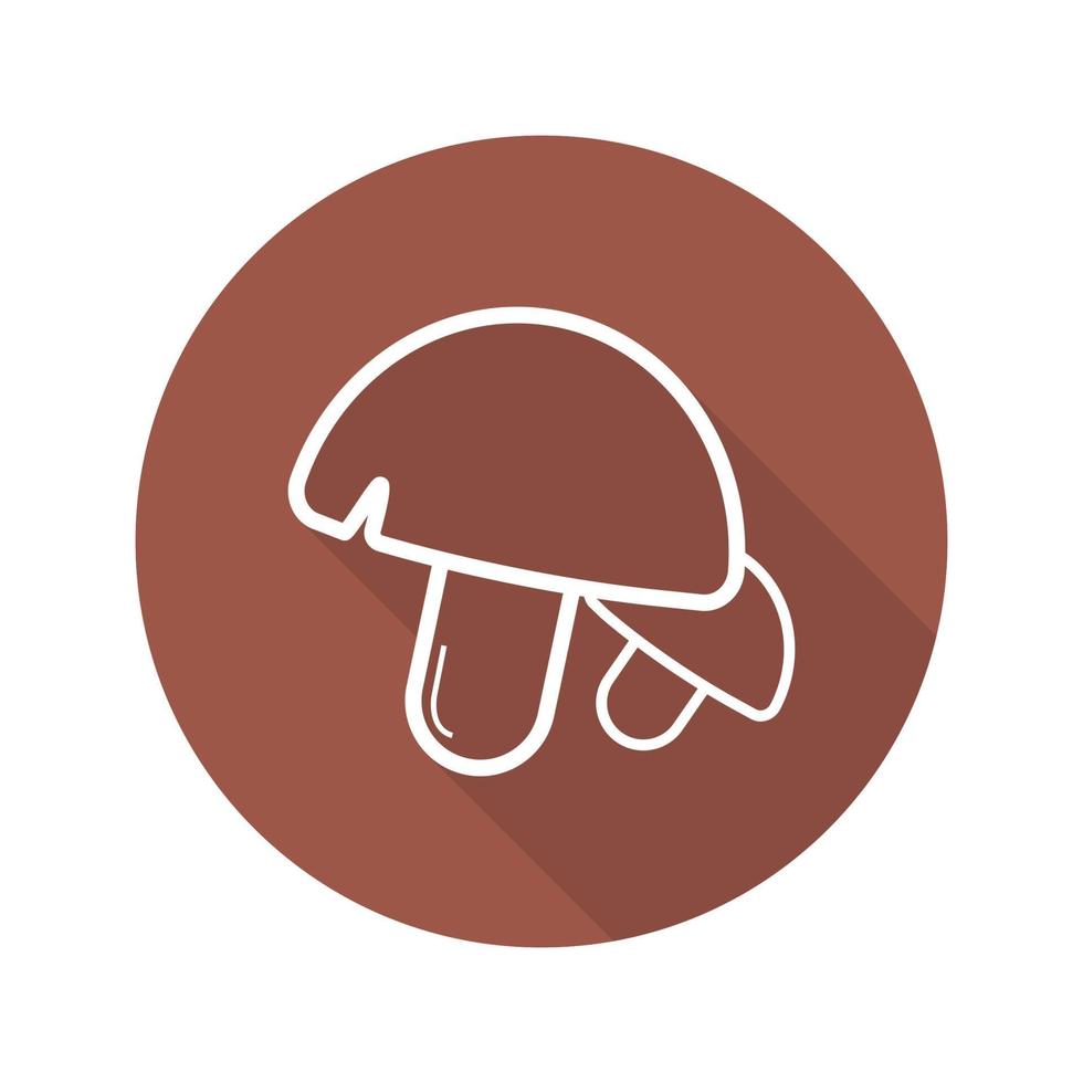 Mushrooms flat linear long shadow icon. Vector line symbol