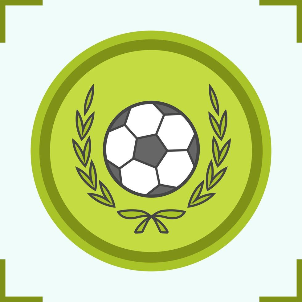 icono de color de la liga del campeonato de fútbol. Balón de fútbol en corona de laurel. ilustración vectorial aislada vector