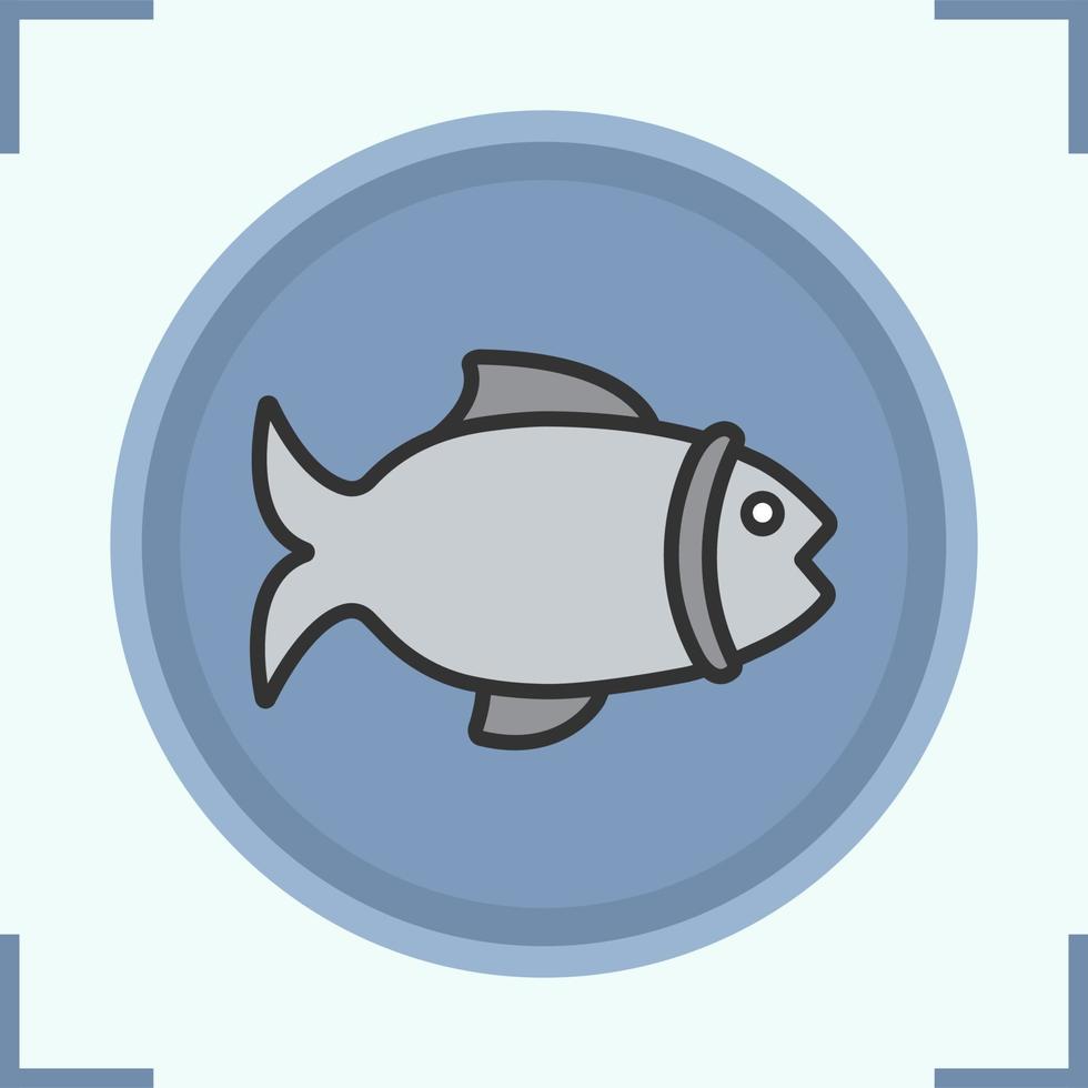 Fish color icon. Grocery store seafood sign. Isolated vector illustration