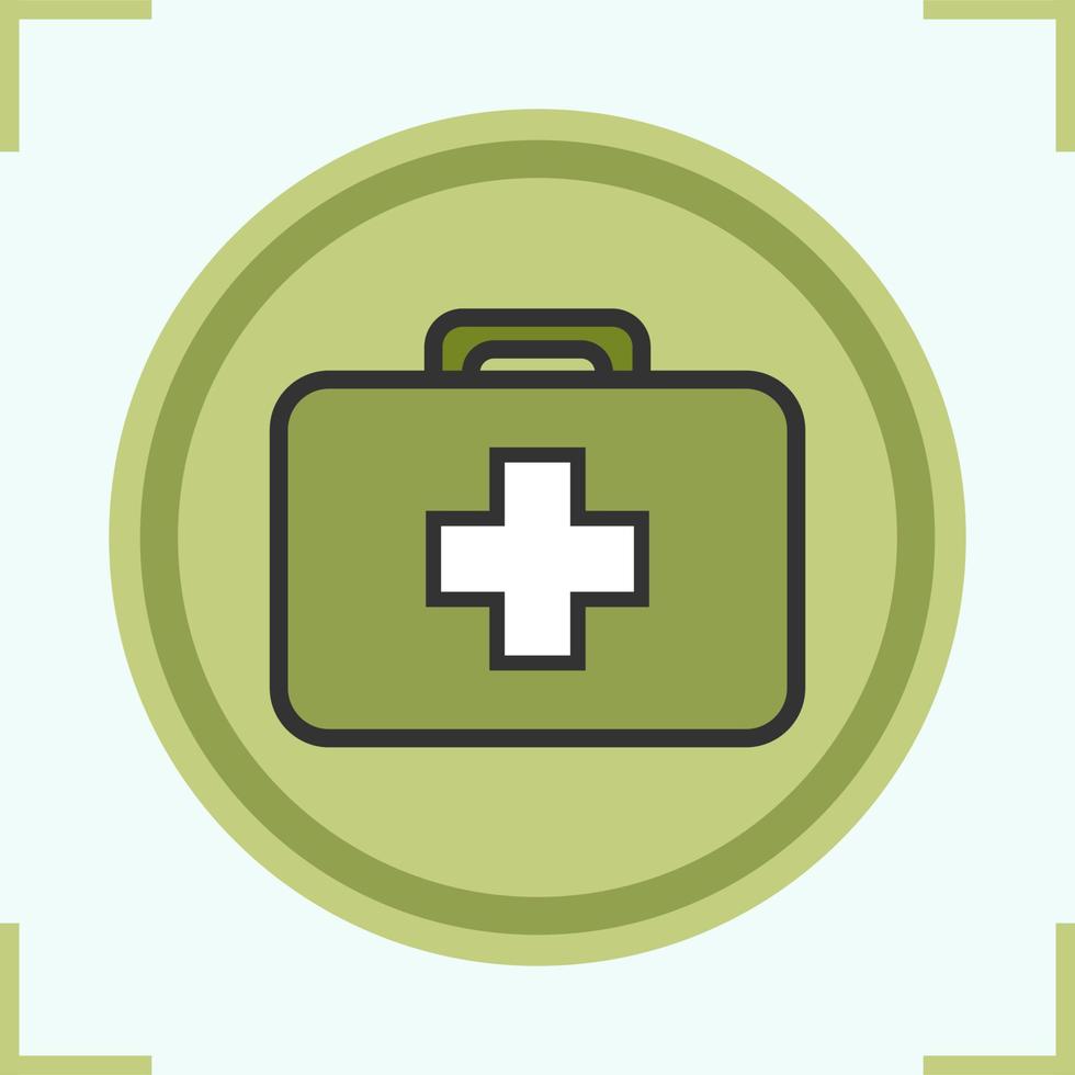 Military first aid kit color icon. Medicine chest. Isolated vector illustration