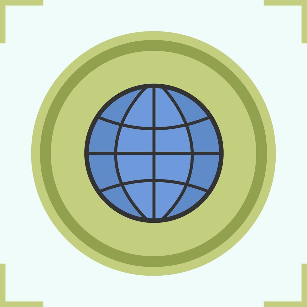 Globe color icon. Earth spherical model. Isolated vector illustration