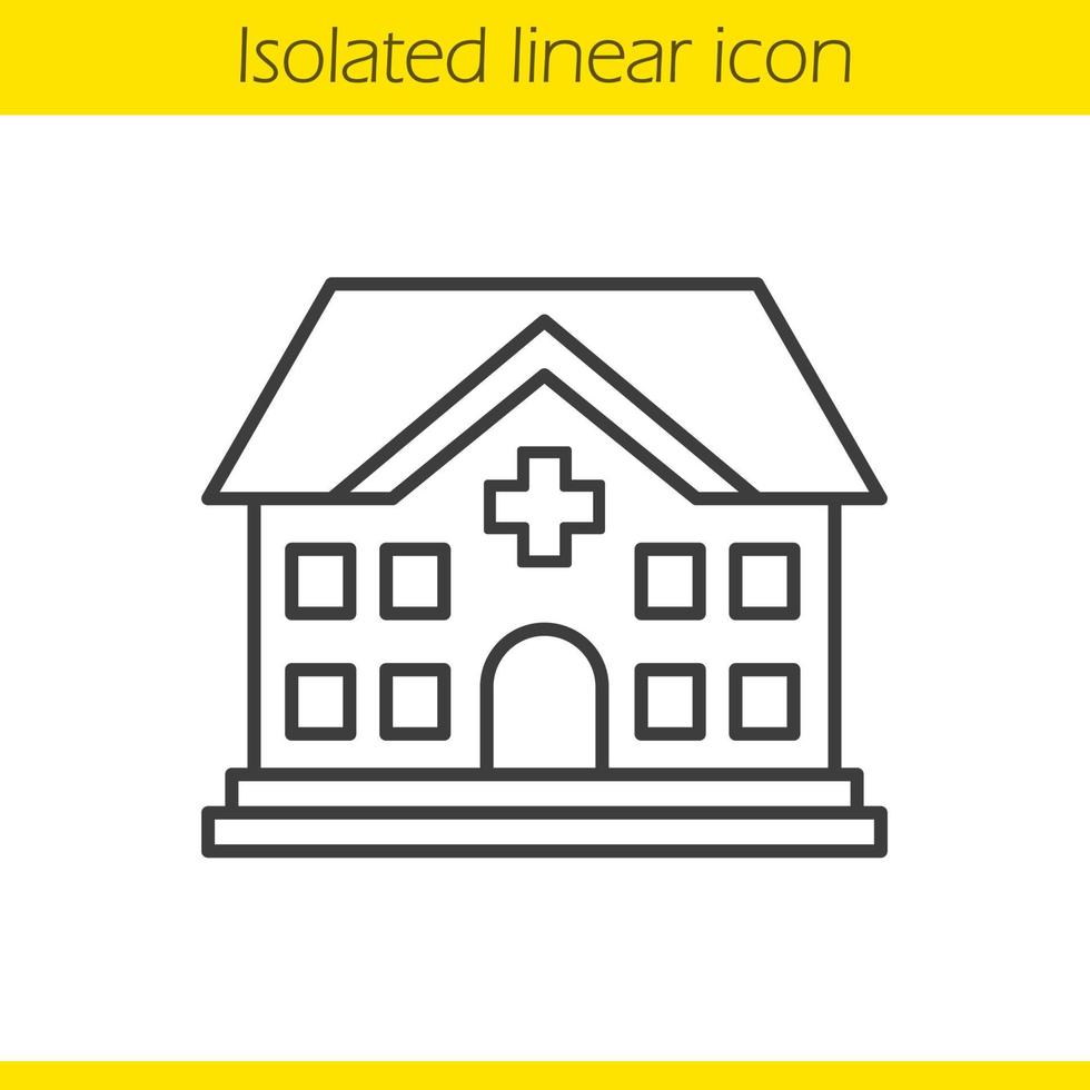 Hospital linear icon. Clinic thin line illustration. Medical center contour symbol. Vector isolated outline drawing