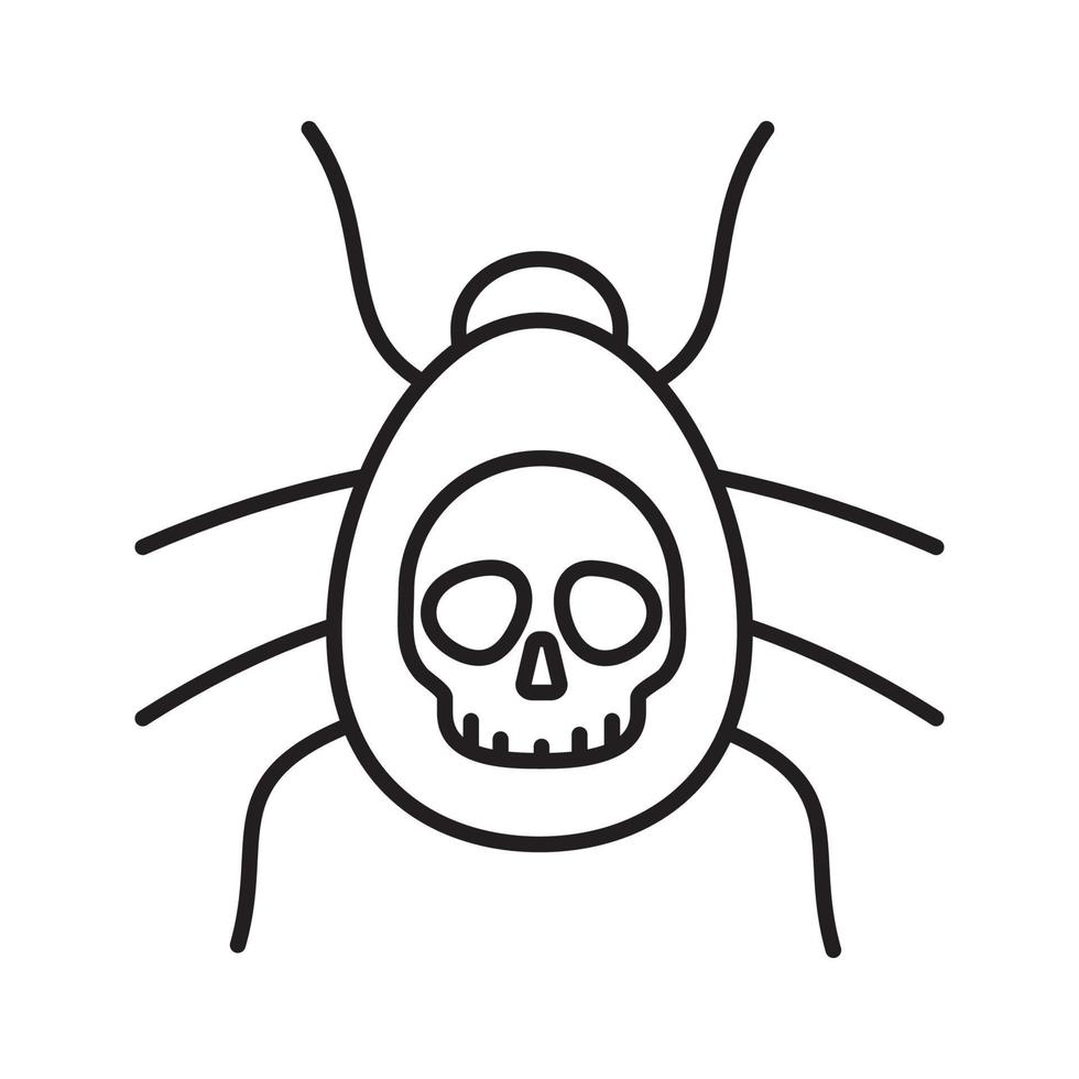 Poisonous spider linear icon. Thin line illustration. Danger bug. Computer virus contour symbol. Vector isolated outline drawing