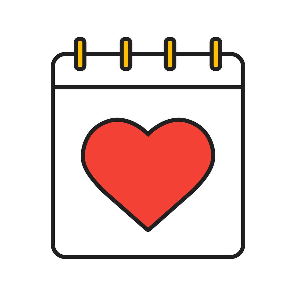 icono de color del día de san valentín. 14 de febrero día. calendario. ilustración vectorial aislada vector