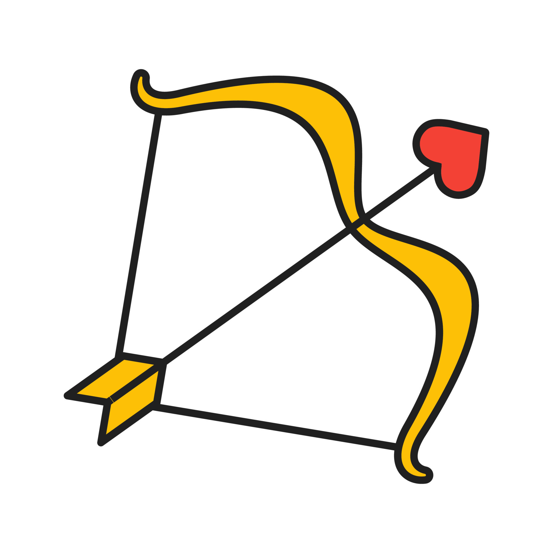 Cupid's bow and arrow color icon. Valentine's Day. Isolated vector
